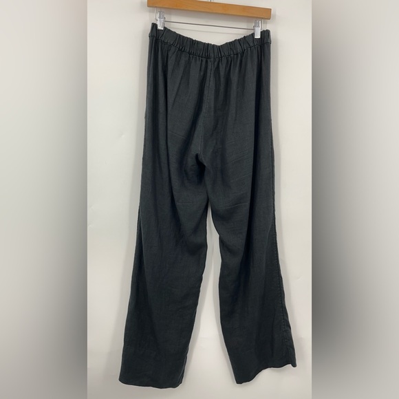 AYR S Al Fresco Black Linen Pants wide leg 0013 pleated elastic waist pull the - Picture 8 of 12